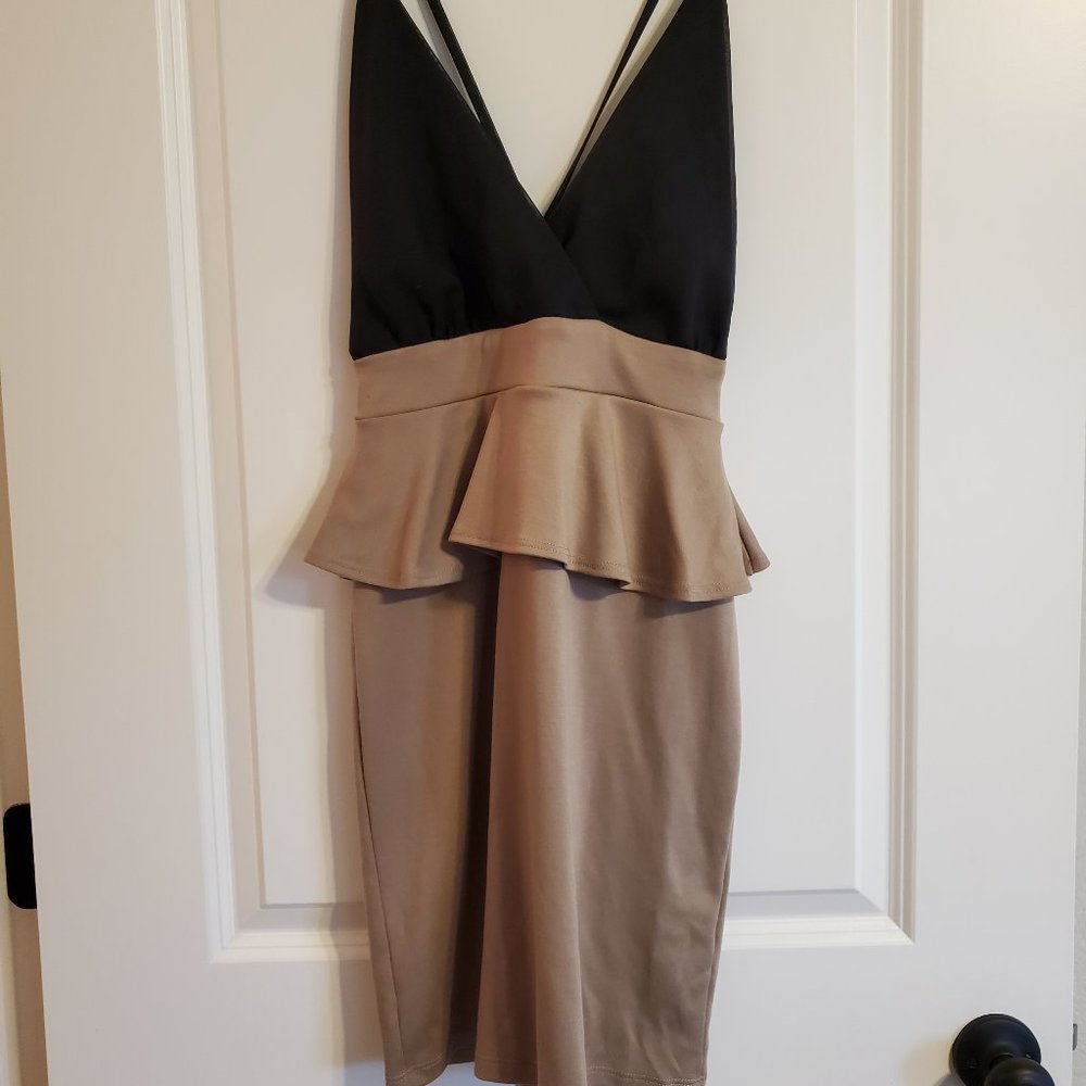 Spaghetti strap peplum mini dress